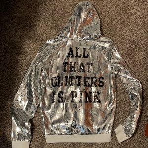 PINK- sequin hooded jacket